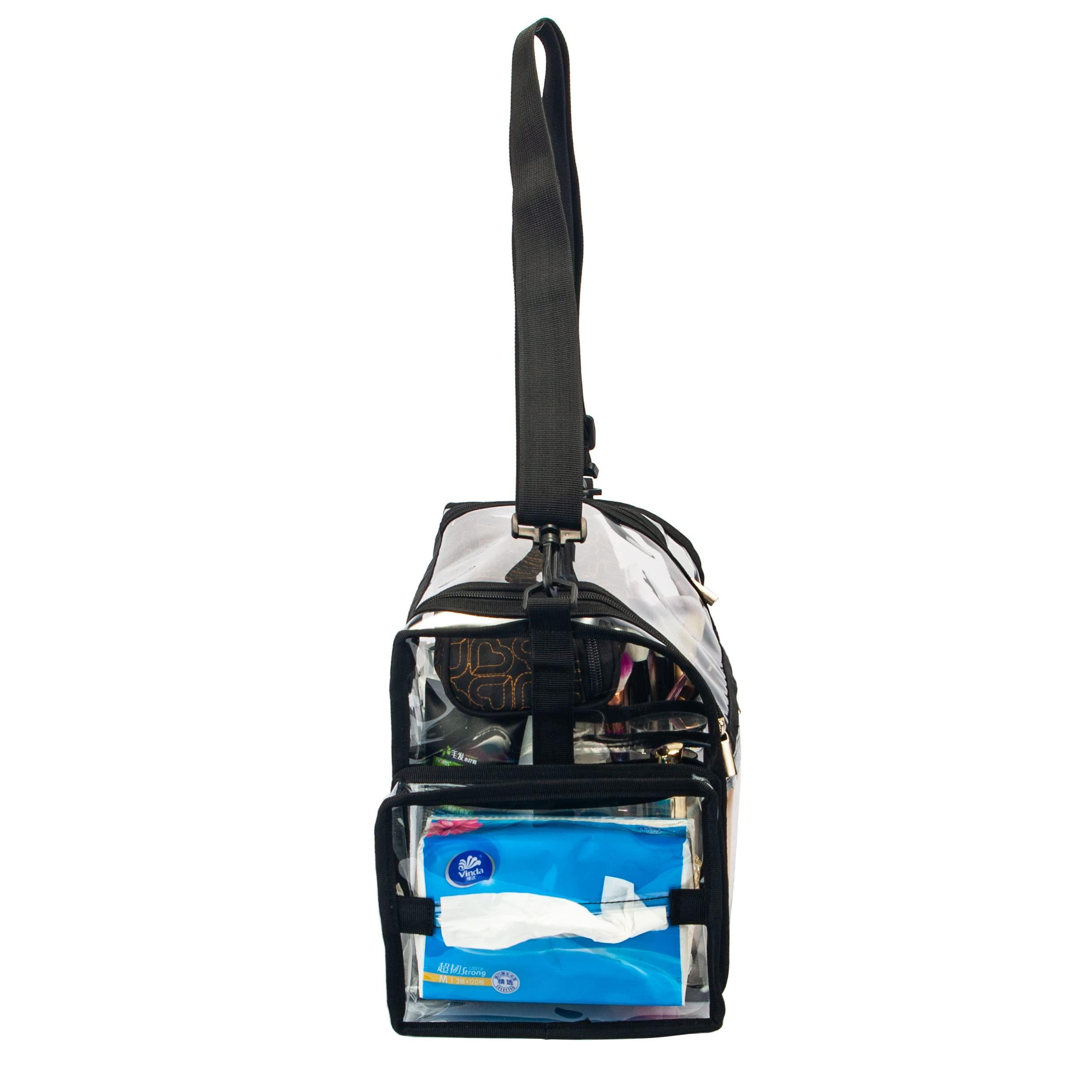 Remobia Hicol Large Professional Free Standing Clear PVC Makeup Artist Set Bag Transparent Makeup Brush Buddy Make up Kits Organizer Carry All MUA Travel Cosmetic Bag with 8 Dividers and Tissue Holder