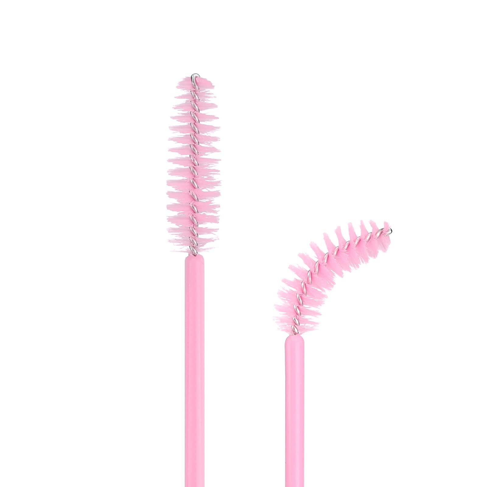 G2PLUS G2PLUS 100PCS Disposable Eyelash Brushes, Adjustable Mascara Wands Makeup Applicator, Eyelash Spoolies Brushes for Eyelash Extensions and Eyebrows (Baby Pink)