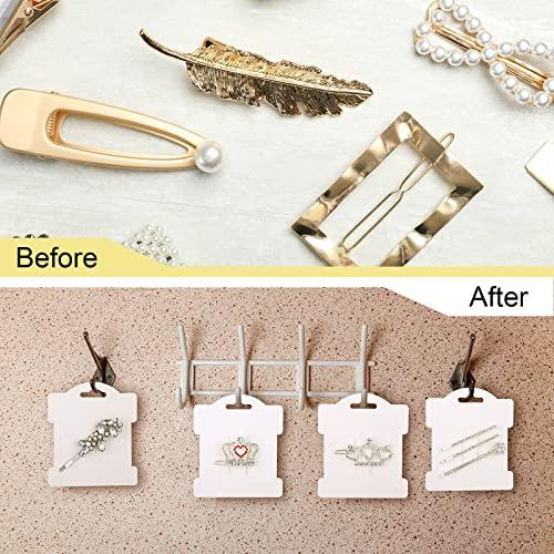 Junkin Junkin 100 Pcs Hair Clip Display Cards Headband Display Cards Hair Bow Holder Cards Rectangle White Cardboard Hair Barrettes Jewelry Display Holder for Hair Accessories Display and Organizing()