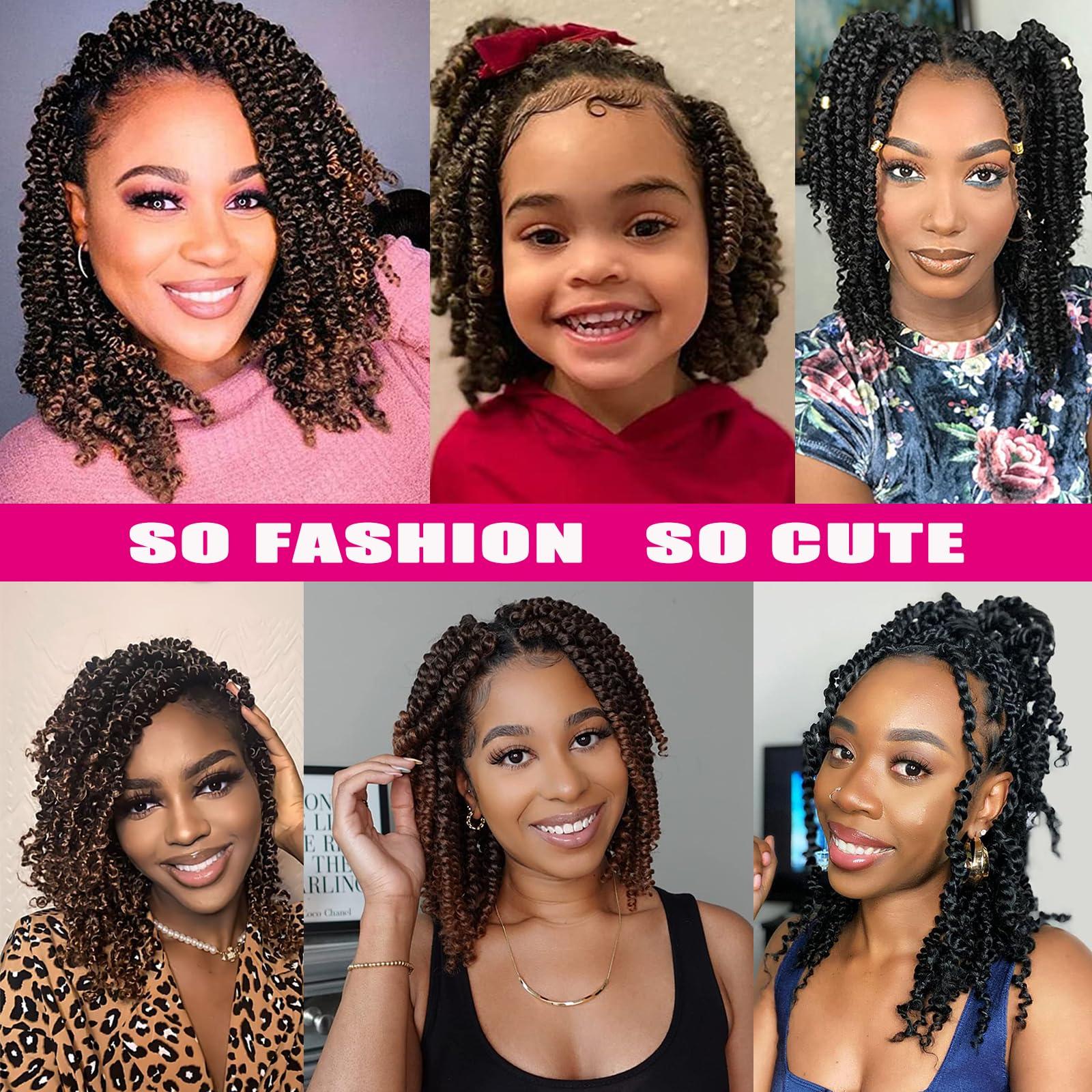 Zoewan Passion Twist Hair 10 Inch 9 Packs Passion Twist Crochet Hair for Black Women Pre Looped Short Passion Twist Hair Pre-twisted Bohemian Passion Twists Braiding Hair for Kids and Girls (10 Inch,1B)