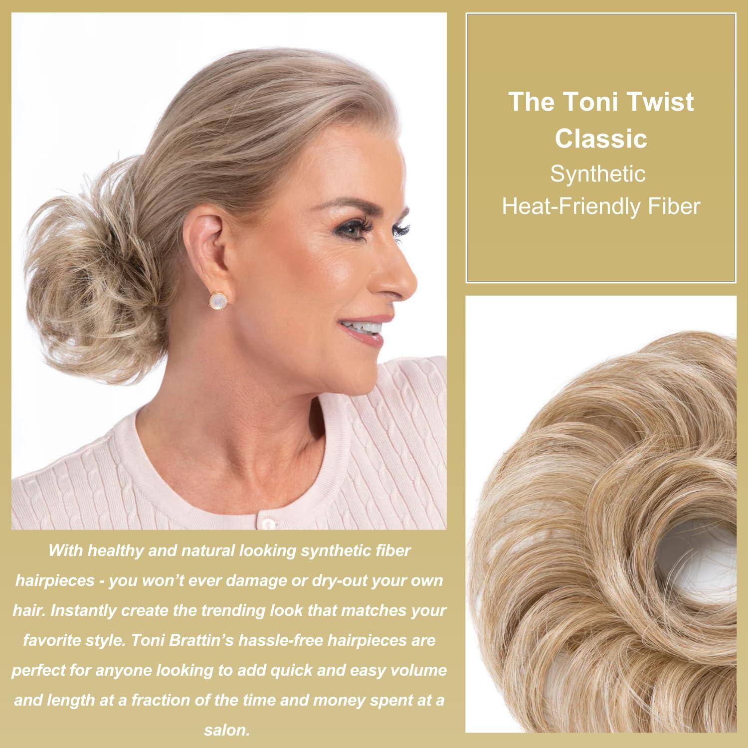 Toni Brattin Toni Brattin Twist Classic - Hair Piece Accessory - Instant Volume & Styling for Women - Wrap Around Short or Long Ponytail - Quick and Easy to Use Wrap Up Bun, Heat-Friendly Fiber (Black)