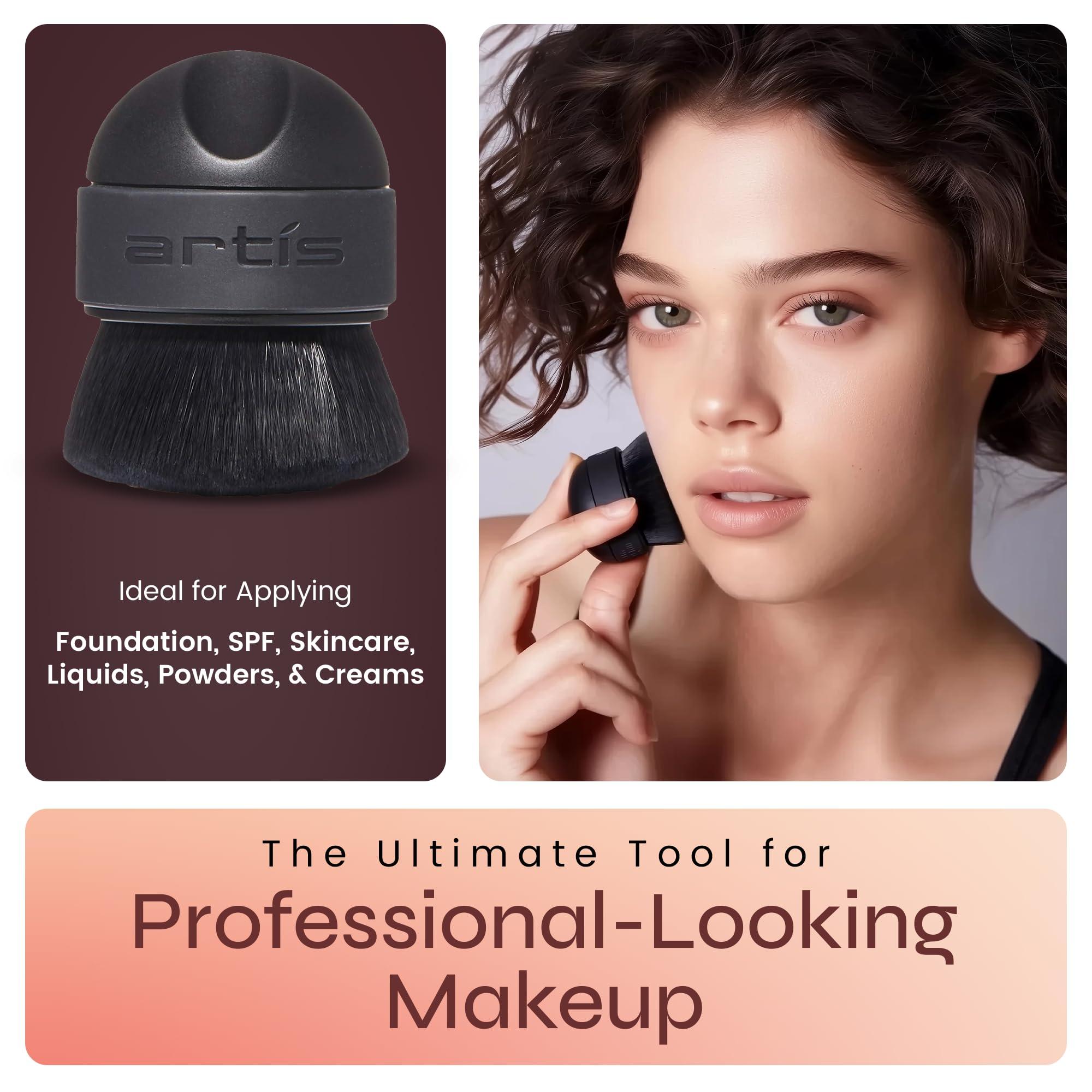 Artis Artis Elite Black Mini Palm Makeup Brush | Luxury Synthetic Cosmefibre Brush | Ideal for foundation, SPF, Skincare | Use with liquids, powders, and creams | Creates a Streak-free application