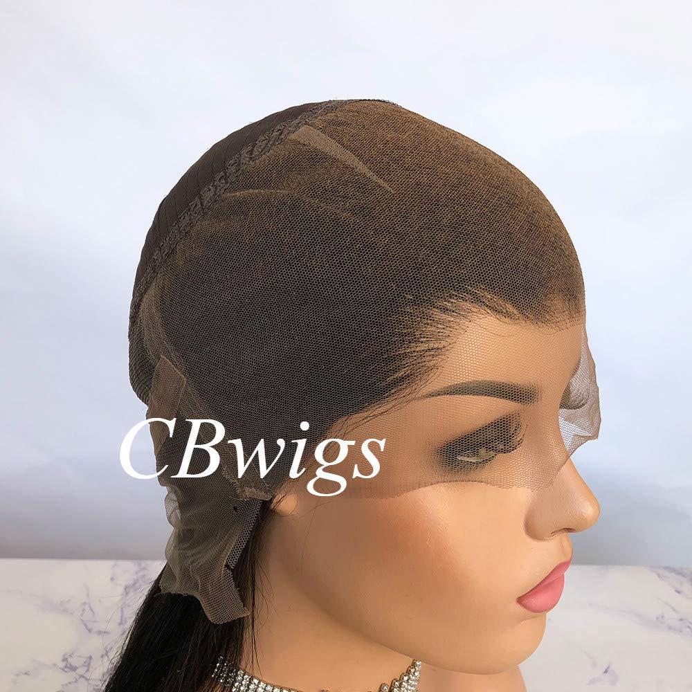 CBWIGS Cbwigs Brazilian Remy Natural Straight 360 Lace Frontal Wig Human Hair with Pre-Plucked Hairline (18 inch 160% Density, Natural Black)
