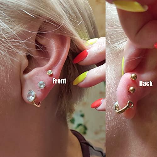 CHUANCI CHUANCI Pair Disposable Sterile Ear Piercing Unit Ear Cartilage Tragus Helix Piercing Gun NO Pain Piercer Tool Machine Choose Design (Pair 3mm Pearl)