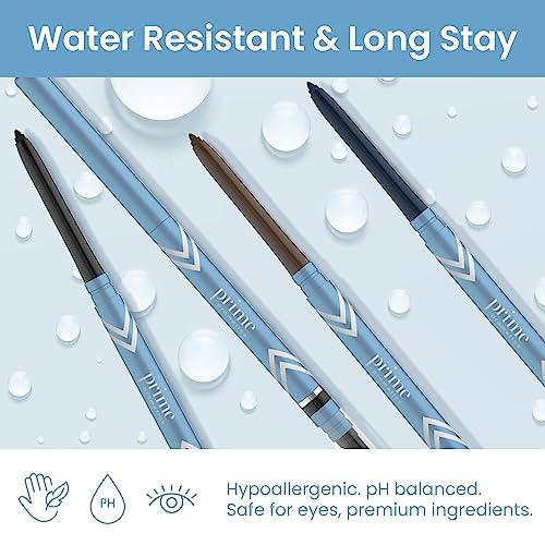 PRIME PROMETICS PRIME PROMETICS PrimeEyes Glide Eyeliner for Mature Women Water-Resistant, Long-Stay and Mess-Proof Gel Cream Texture, Discreet Sharpener and Effective Smudger (Wood (brown))