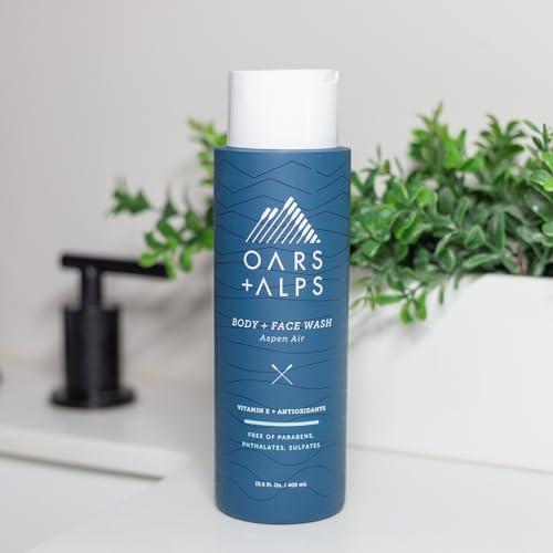 Oars + Alps Oars + Alps Mens Moisturizing Body and Face Wash, Skin Care Infused with Vitamin E and Antioxidants, Sulfate Free, Aspen Air, 2 Pack