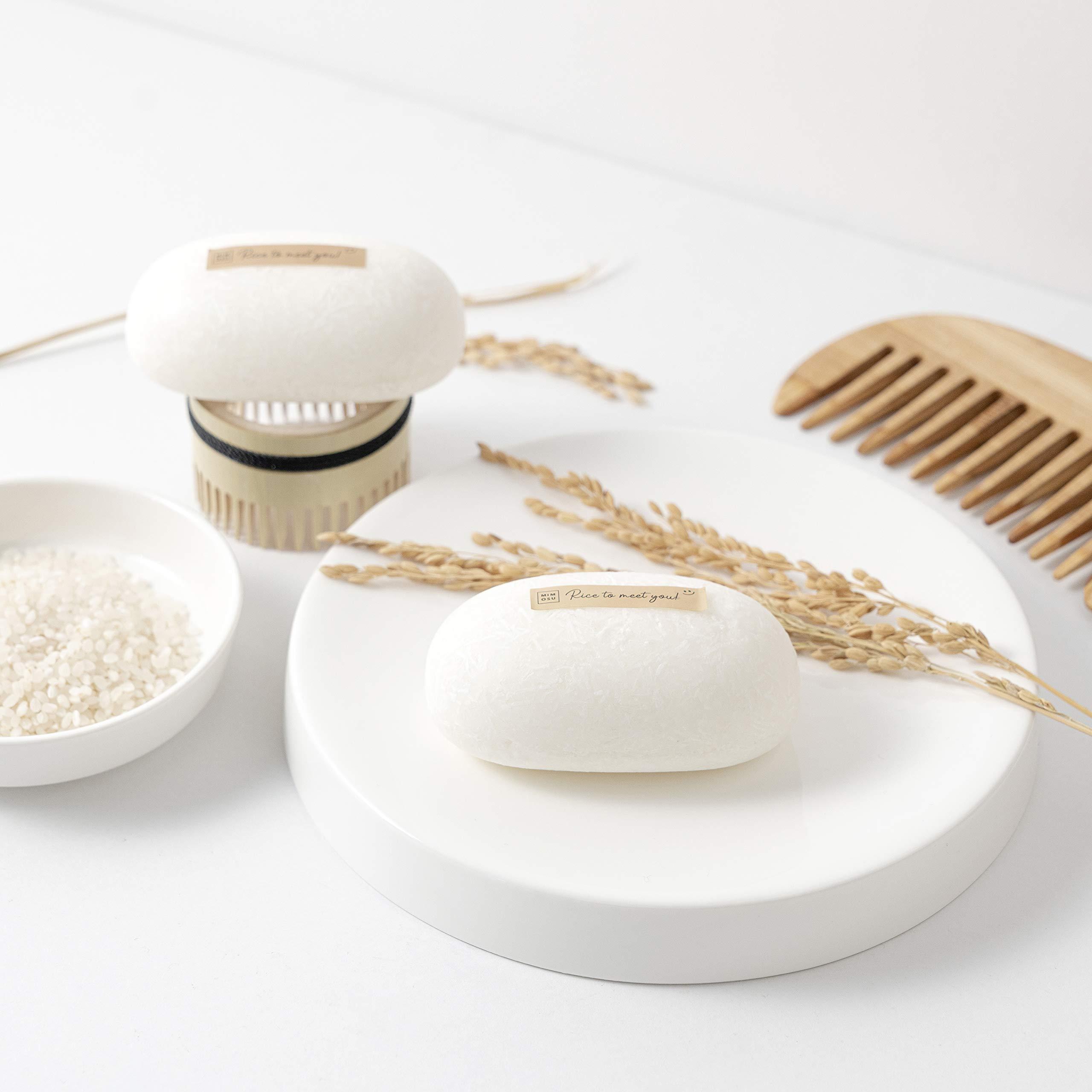 mimosu mimosu Fermented Rice Water Shampoo Bar 2 Pack  pH Balanced, Unscented Solid Shampoo for Hair Growth, Curly Hair, Natural Hair Care, Eco-Friendly, Korean Hair Care Formula