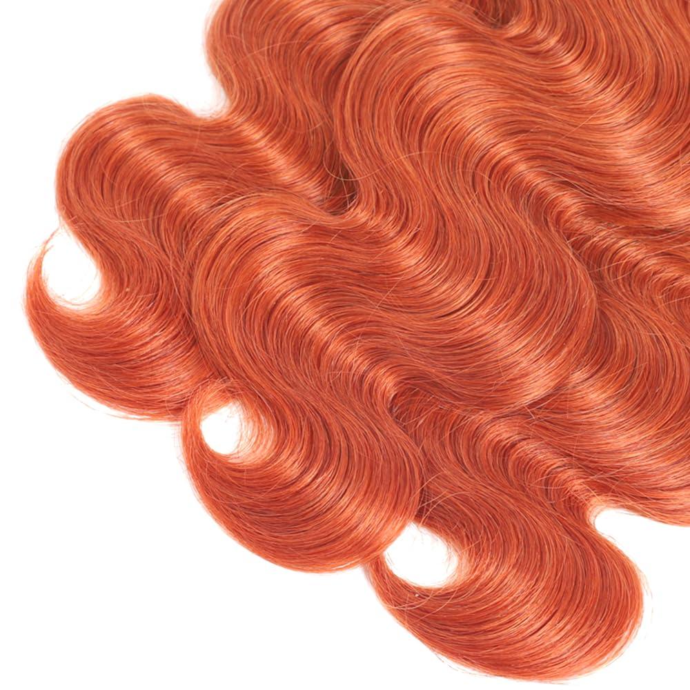 LadrXadr Ginger Bundles Human Hair #350 Body Wave Bundles Ginger Orange Human Hair 3 Bundles 16 18 20 inch Ginger Body Wave Human Hair Bundles