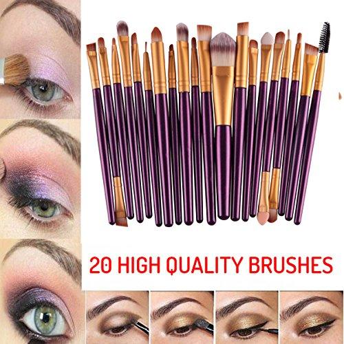 DISAAR Beauty 20pcs Makeup BRUSHES Kit Set Powder Foundation Eyeshadow Eyeliner Lip Brush NEW … (WHITE + GOLD)