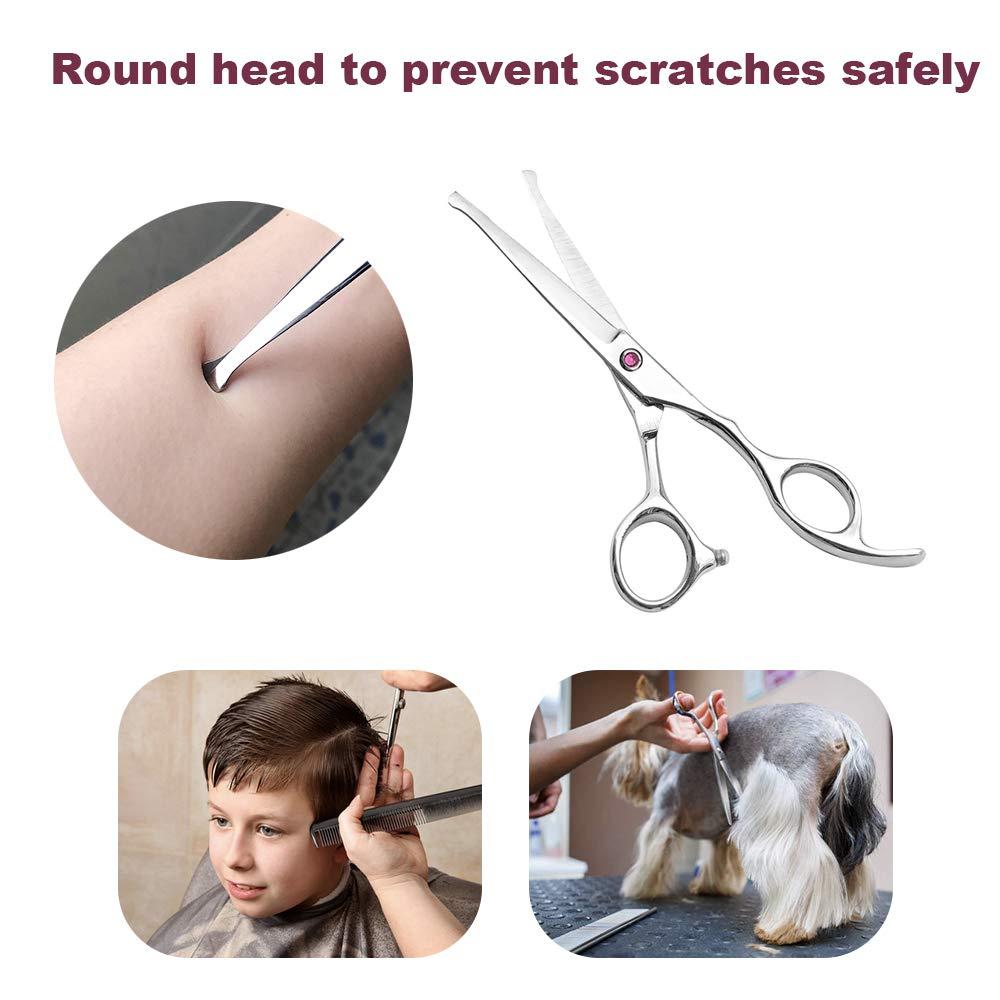 Lplpgg Hair Cutting Scissors Set Professional Kids/Women/Men 6.5 inch Saftey Round Head Hair cut Scissors Kit with Cutting Scissors Thinning Scissors Hairdressing Shears Set for Barber Salon ?red?