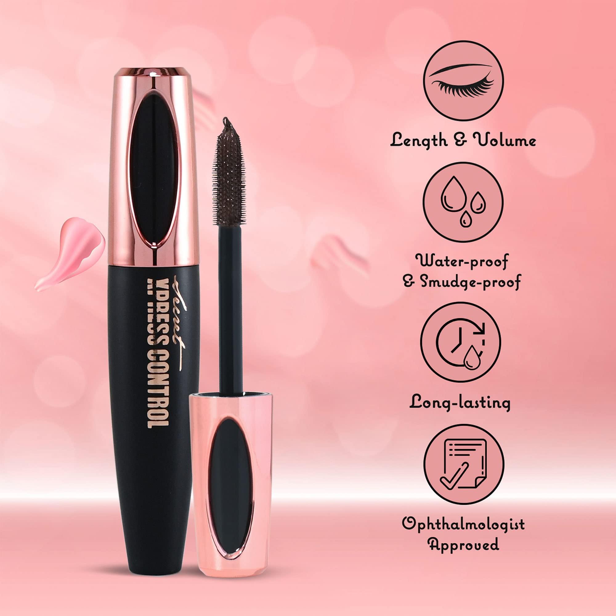 Secret Xpress Control Secret Xpress Control 4D Silk Fiber Lash Mascara, Lengthening and Thick, Volume, Long Lasting, Smudge-Proof, All Day Full, Long, Thick Eyelashes (Brown)