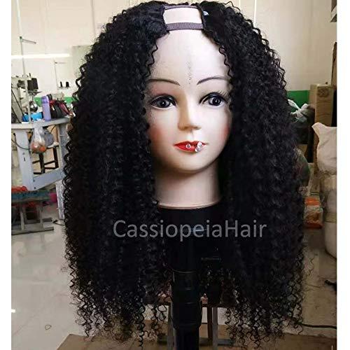 RJ HAIR Full 250% Density Kinky Curly U Part Wigs For Women Brazilian Glueless Human Hair U Part Wigs Middle Part Curly Wig (20inch, 180% Density)