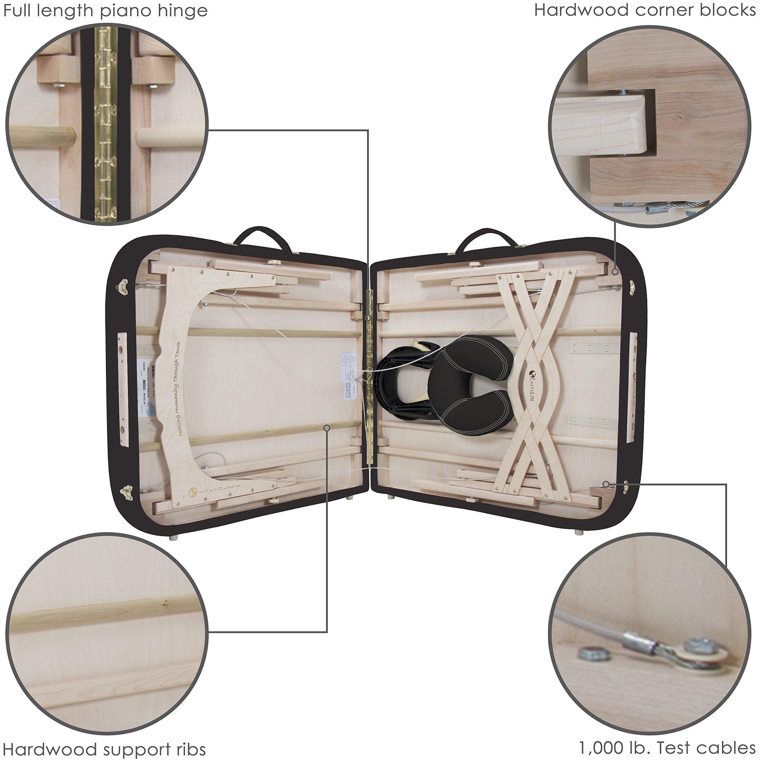 Earthlite EARTHLITE Premium Portable Massage Table Package SPIRIT - Spa-Level Comfort, Deluxe Cushioning incl. Flex-Rest Face Cradle & Strata Face Pillow, Carry Case (30/32 x 73) - Made in USA, Black