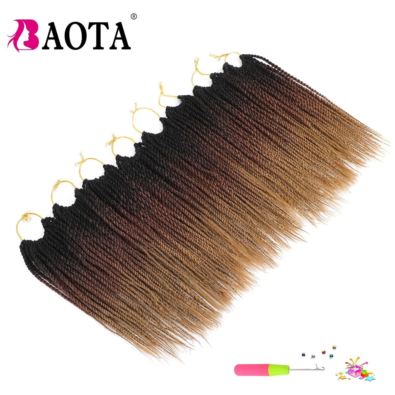 BAOTA BAOTA Senegalese Twist Crochet Hair for Kids 10 Inch Micro Twist Crochet Hair Ombre Brown Blonde Pre Looped Short Braids Kids Crochet Hair Mini Twist Crochet Hair 8 Packs