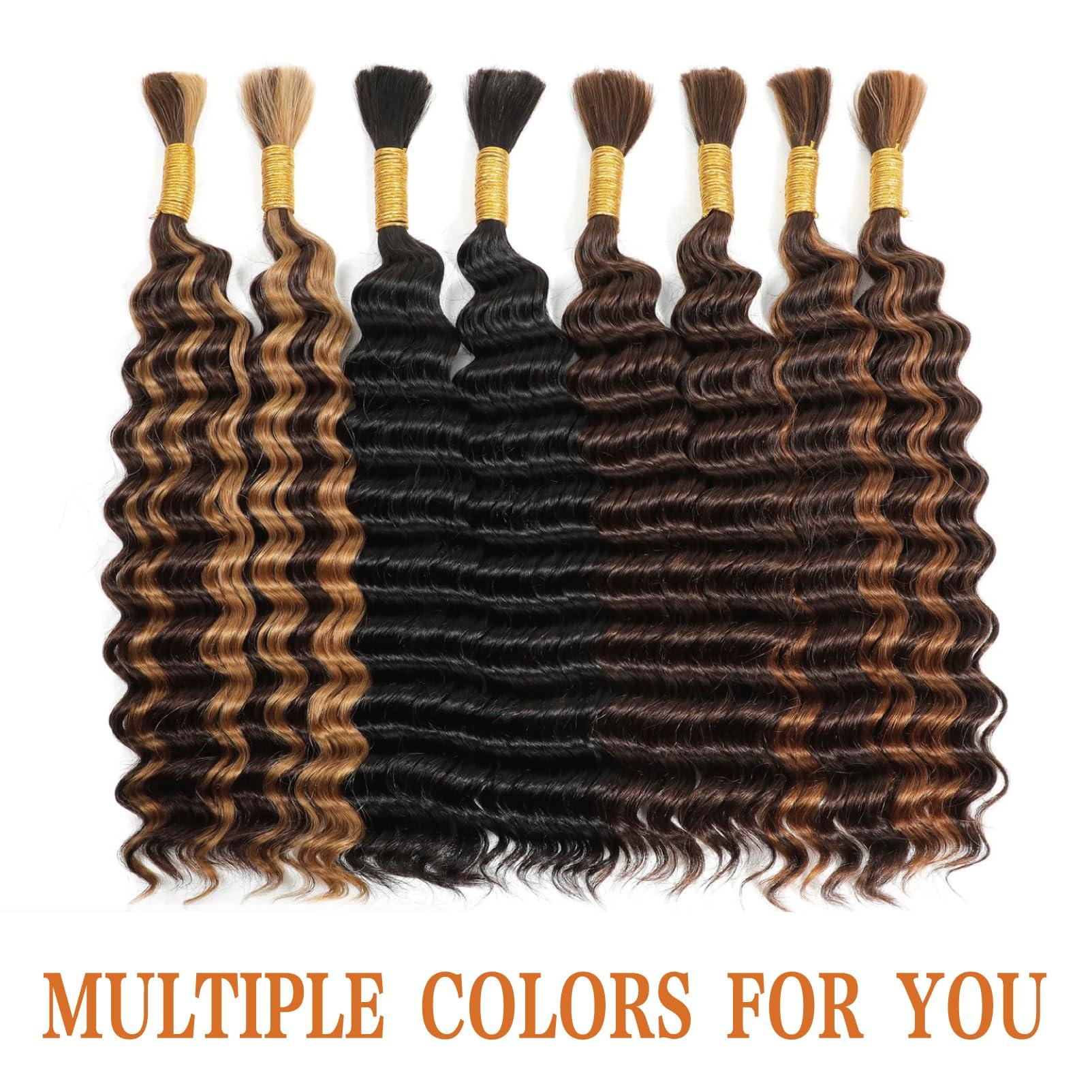 Yacurcur Yacurcur Human Hair for Braiding Deep Wave Human Braiding Hair for Boho Braids No Weft Human Hair Bundles for Braiding Brazilian Virgin Human Hair Braiding Hair (20 Inch, 30#,100g)