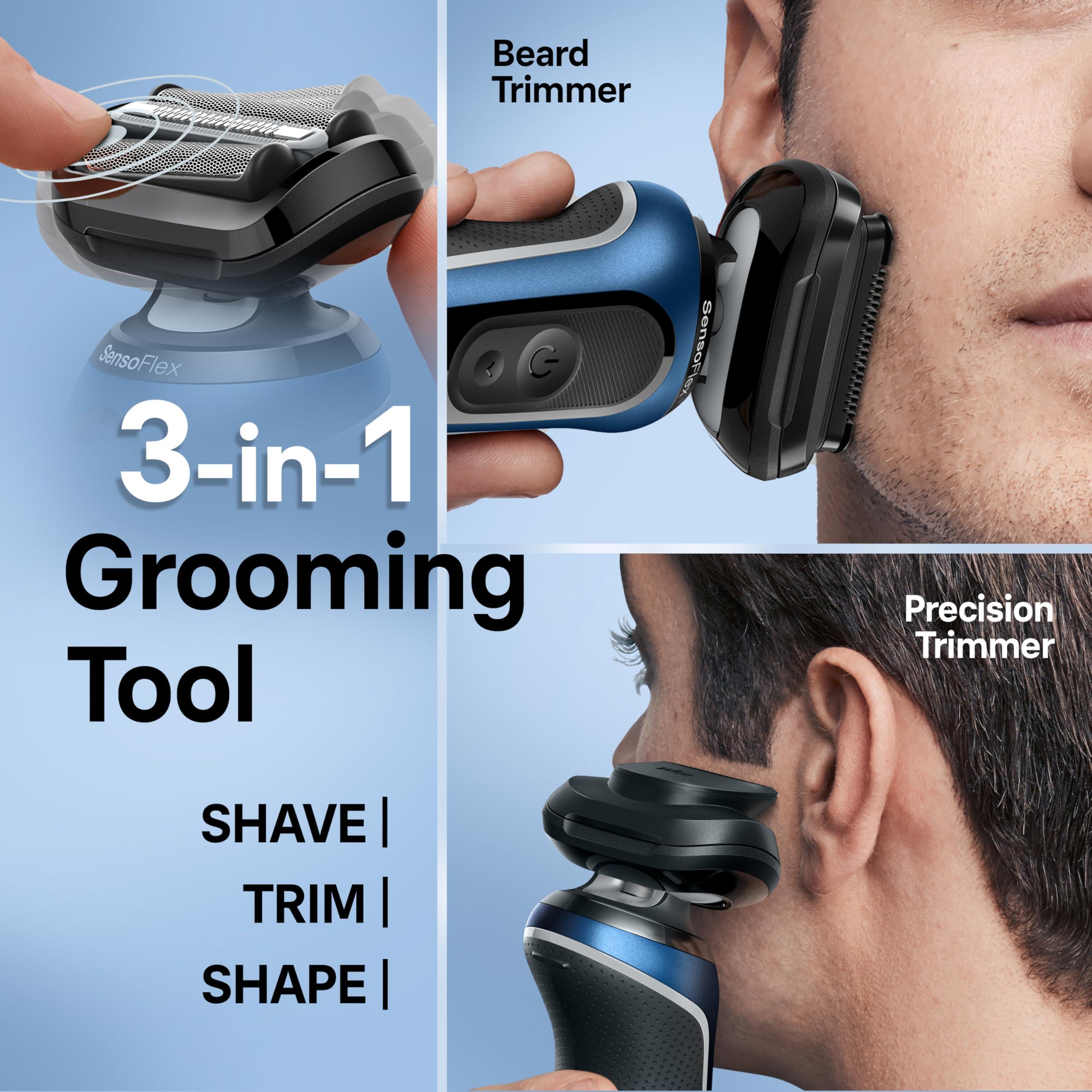 Braun Braun Electric Shaver for Men, Series 6 6177cc, Wet & Dry Shave, Turbo & Gentle Shaving Modes, Foil Shaver, Blue
