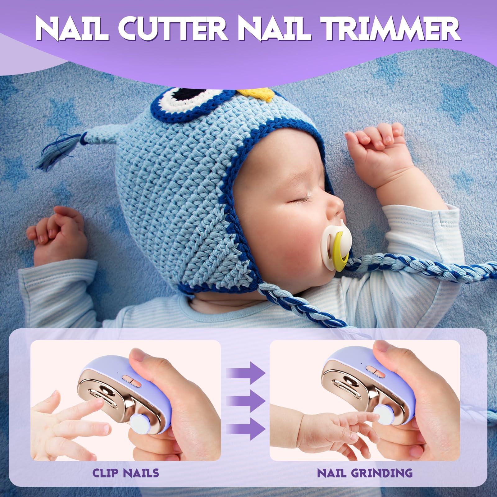 CLORISLAND 3 in 1 Automatic Electric Nail Clipper Polishing, Electric Toenail Trimmer Clippers for Seniors Adult, Safe Convenient Electric Nail Trimmer Cutter Nail File Clip Storage 2 Speeds, Purple