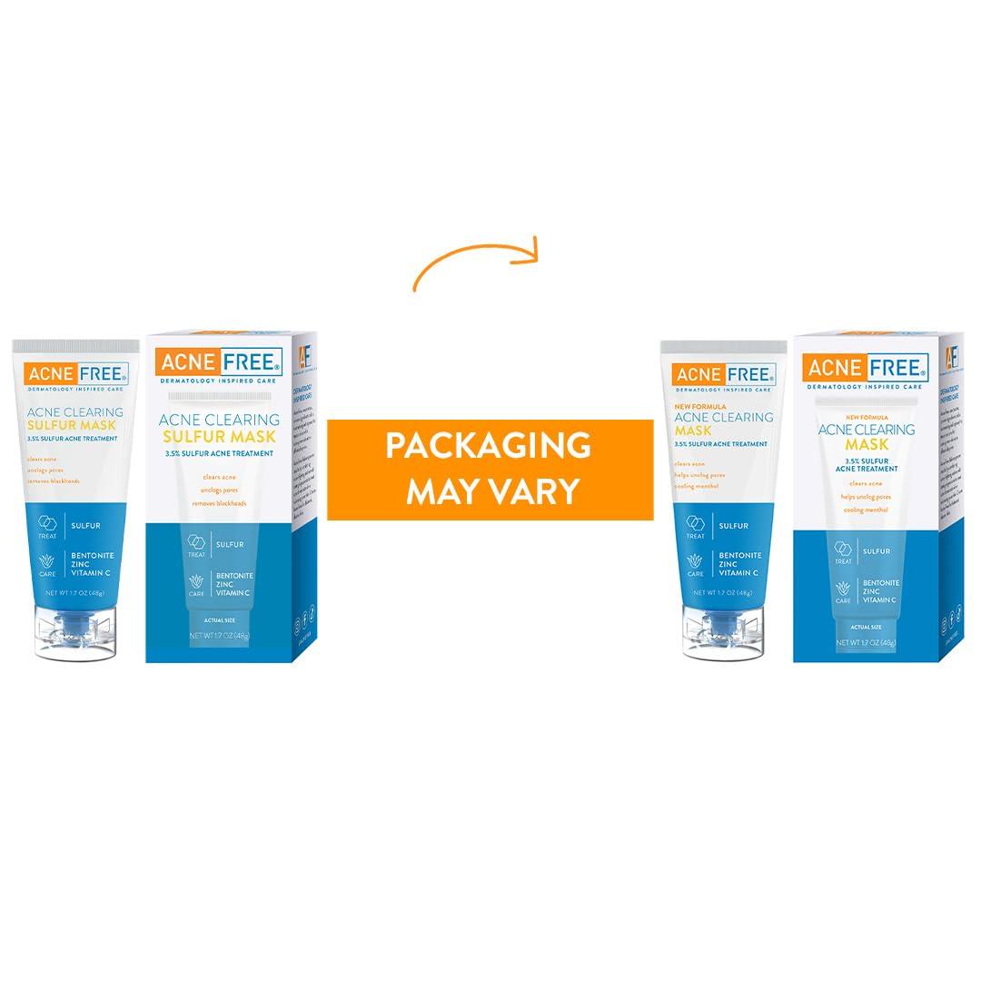 AcneFree AcneFree Acne Clearing Mask, 3.5% Sulfur Acne Treatment, Absorbs Excess Oil and Unclogs Pores with Vitamin C, Bentonite, and Zinc, 1.7 Ounce