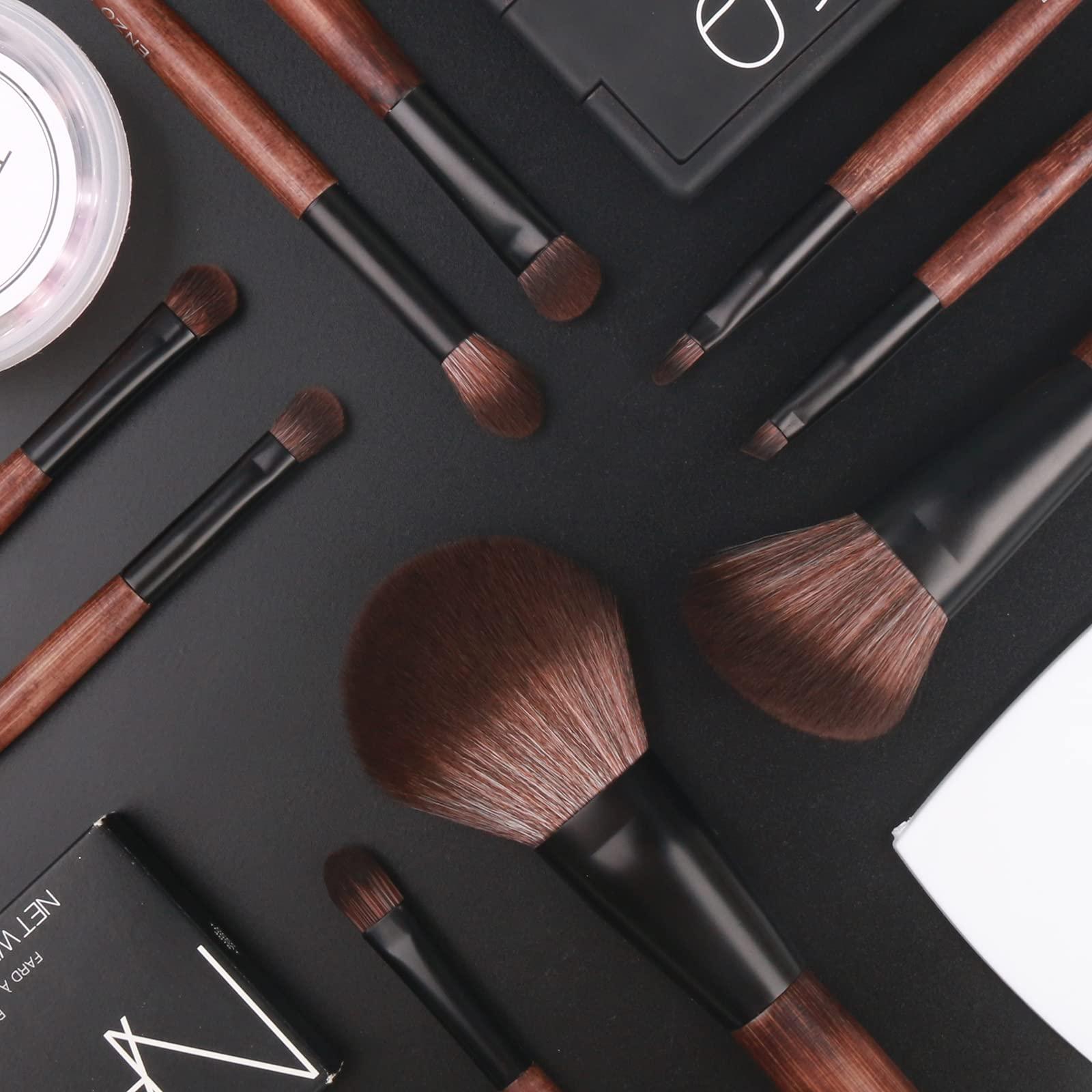 JMKJMJP JMKJMJP Natural Goat Hair Makeup Brush Set with Case, Luxury Cosmetic Brushes Makeup Set, Natural Makeup Brushes, Natural Bristle Makeup Brushes(Full Brush Set,Sable Hair Bamboo 9pcs)