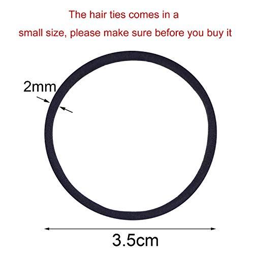 TecUnite TecUnite 200 Pieces No-metal Hair Elastics Bulk Rubber Bands Hair Ties Ponytail Holders Bands for Women(Black)