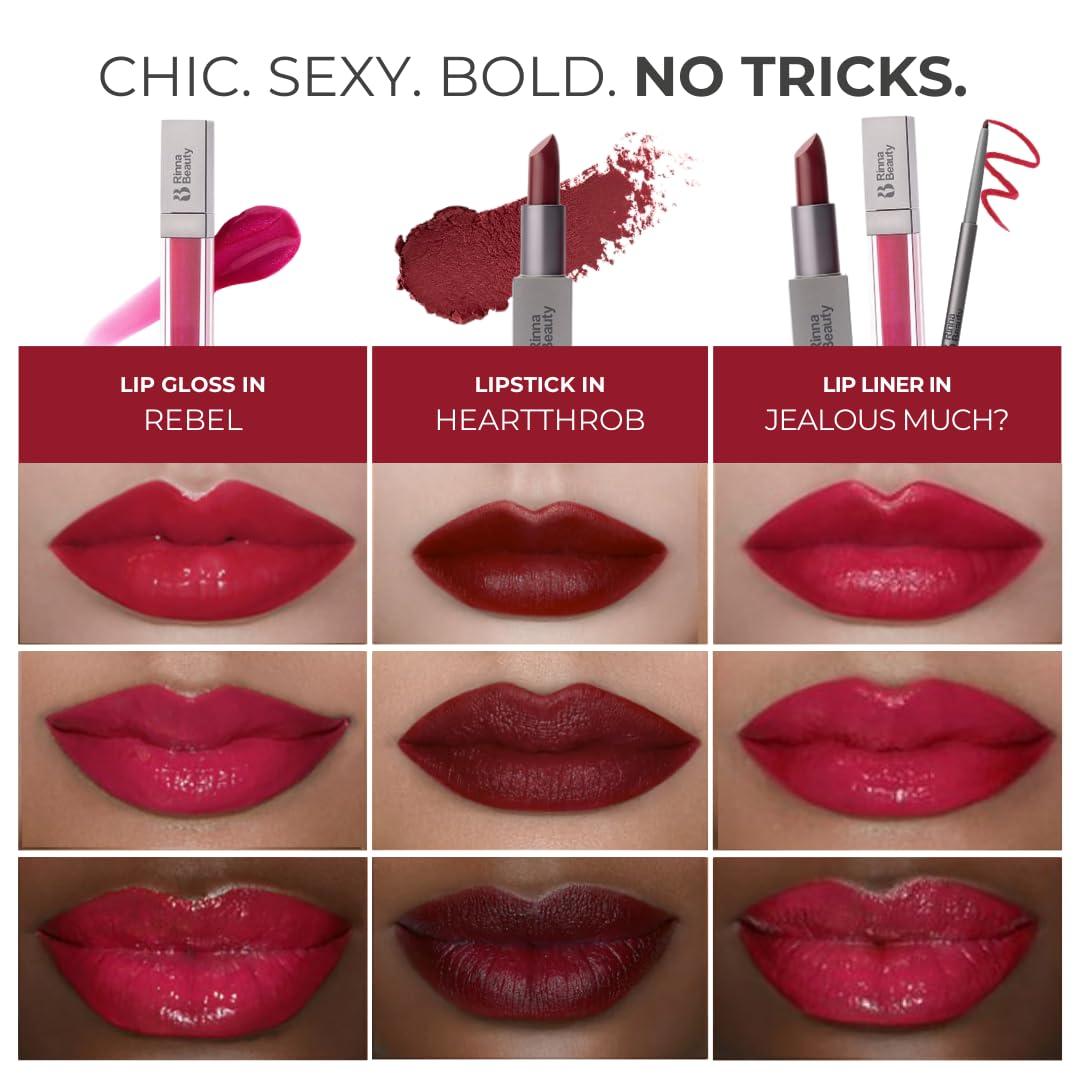RB RINNA BEAUTY Rinna Beauty Icon Lip Kit - Sabine- All-in-One Lip Kit - Includes Lipstick, Lip Gloss, and Lip Liner - Berry look - Vegan, Long-Lasting: Anti-Aging, & Moisturizing, Cruelty-Free - 1 each