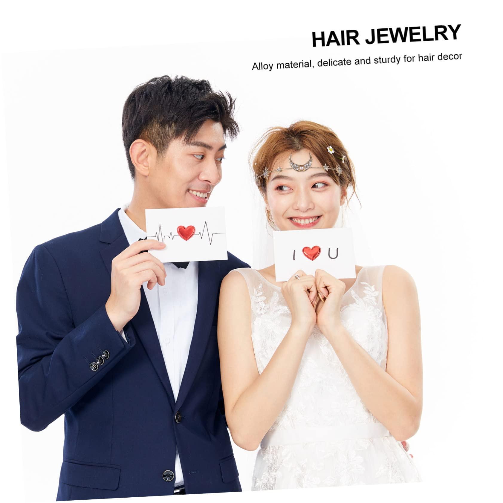 MERRYHAPY MERRYHAPY 2pcs Moon and Stars Headband Rhinestone Hair Jewelry Crystal Headdress for Wedding Party