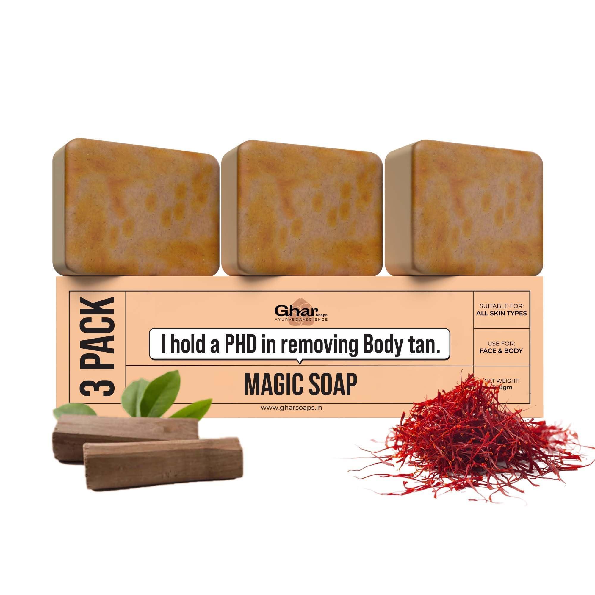 GHAR SOAPS GHAR SOAPS Sandalwood & Saffron Magic Soaps For Bath | Paraben Free | Chandan & Kesar Bath Soap | Handmade Soaps For Glowing | Skin lightening Soap For Men & Women (10.58)