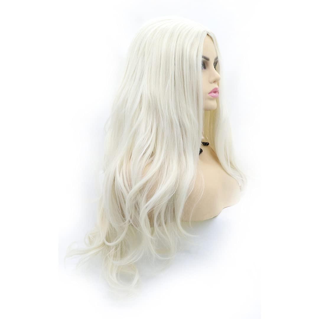 variouswig variouswig 24 Bright Pink Wig Natural Long Straight Wigs Heat-resistant Fiber Synthetic Wig Middle Part for Women for All Occasions (Golden)