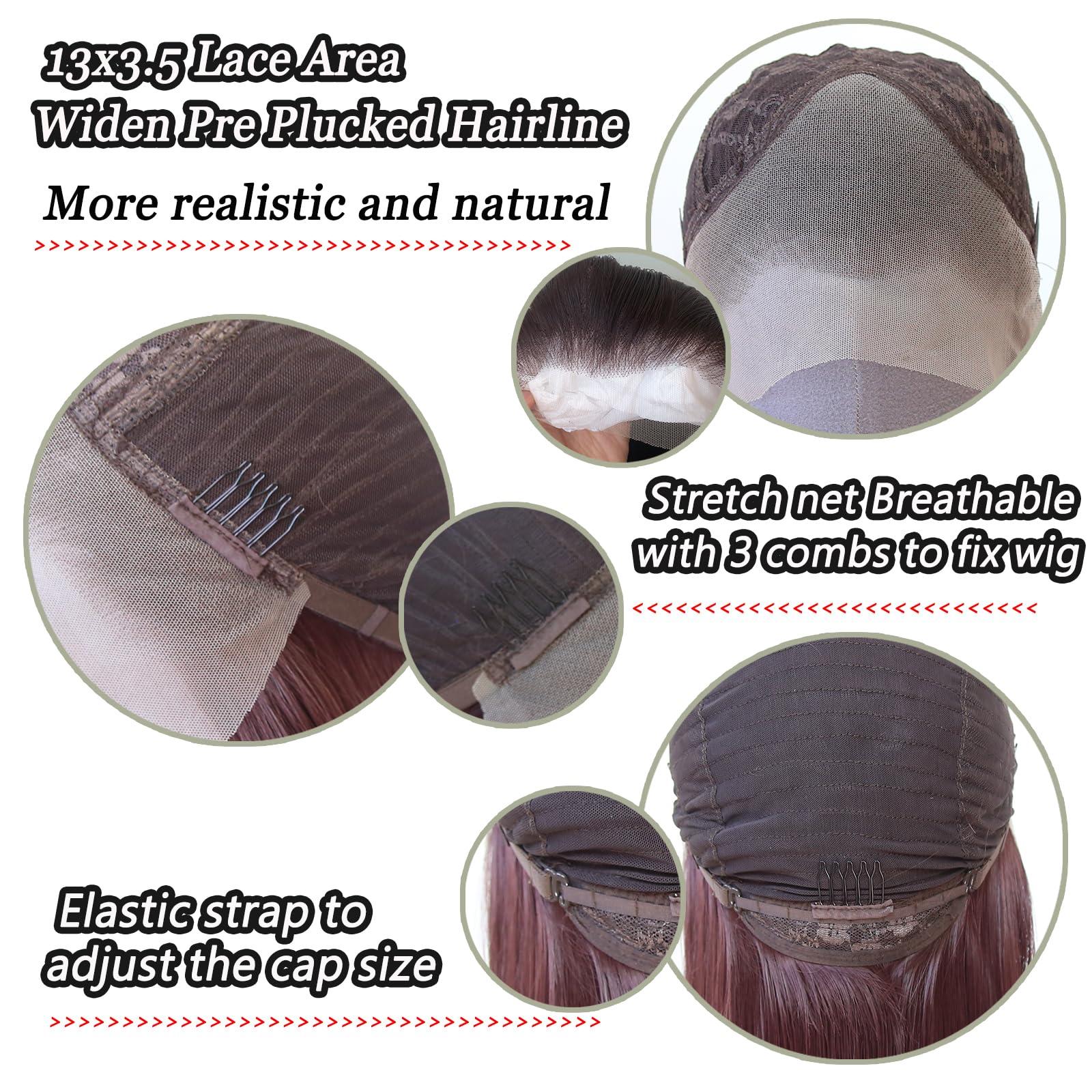 zigzag hair zigzag hair Red Wig Long Straight Bright Red Synthetic Lace Front Wigs Pre Plucked with Natural Hairline for Fashion Women Heat Resistant Hair Red Glueless Synthetic Lace Wig (Bright Red)