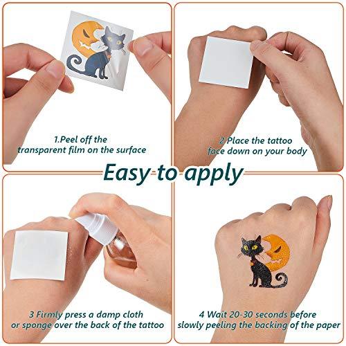 Outus 144 Pieces Halloween Temporary Kid Adult Halloween Themed Waterproof Temporary Stickers Party Decoration Supplies for Halloween Party Favor, Treats, Decor, Goodie Bag, 9 Styles