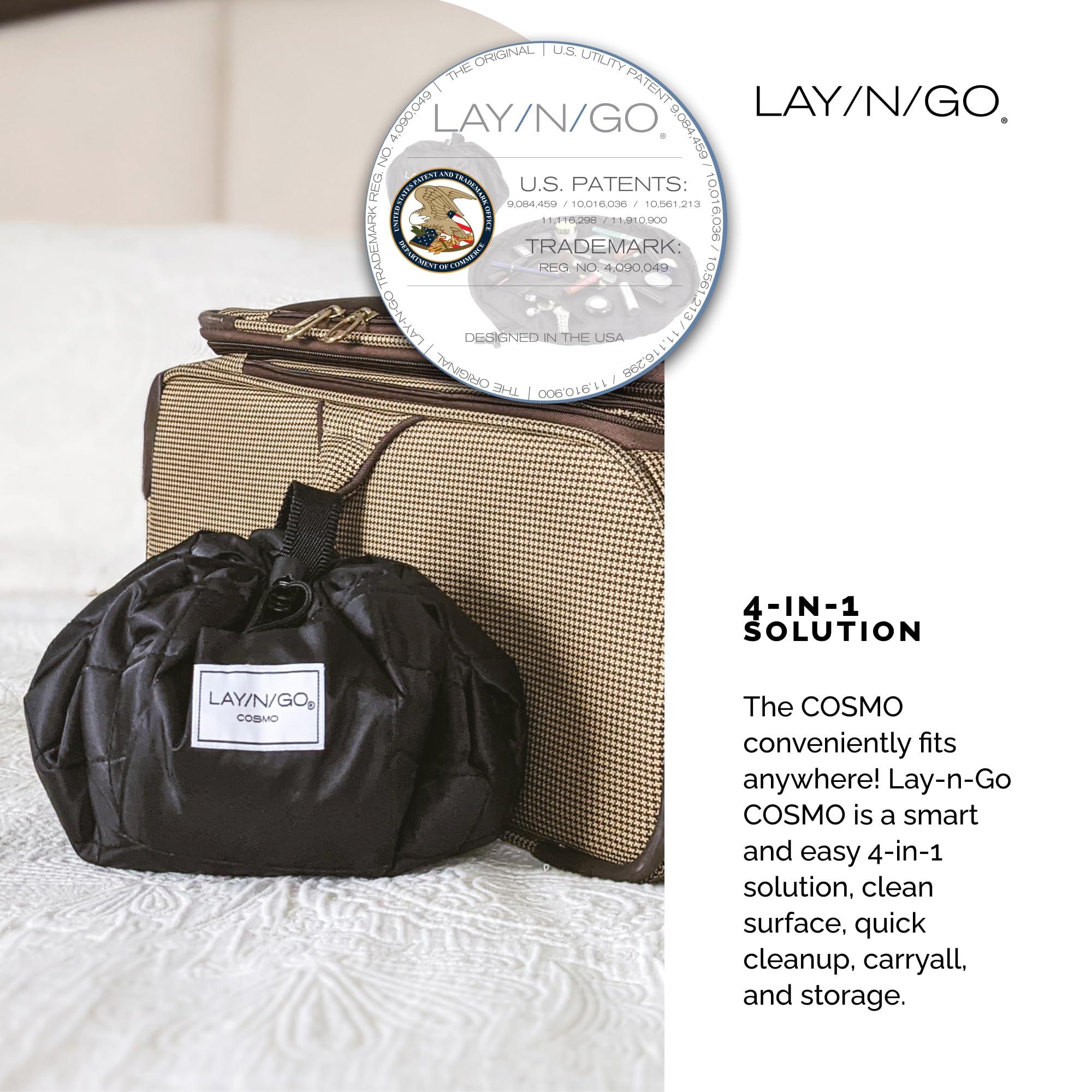 Lay-n-Go Lay-n-Go Cosmo Drawstring Cosmetic & Makeup Bag Organizer - Portable Drawstring Makeup Bag w/Zipper Pocket, Makeup Loops & More - Durable, Machine Washable Makeup Bag for Travel (20, Dogs)