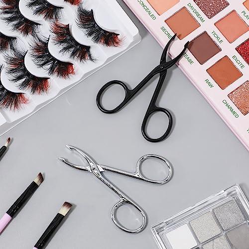 KALIONE 2 Pieces Tweezers Scissor Handle Straight Tip Eyebrows Tweezers Scissors Shaped Eyebrow Plucker Tweezers for Facial Hair Plucker Remover Eyebrows Care