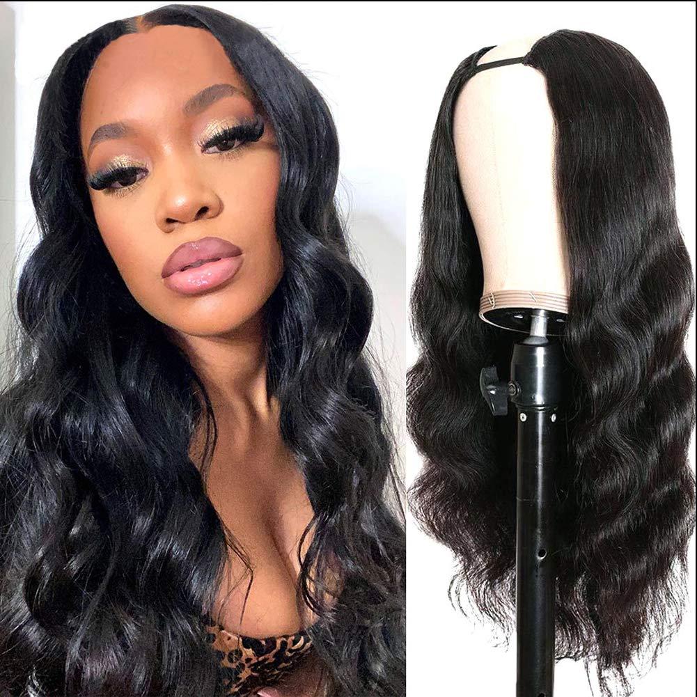 Prime Kitty U Part Wig Human Hair 1x4 Middle Opening Body Wave Natural Black Small Cap Sexy Upart Wigs Human Hair Black Women U Part Wigs Human Hair Body Wave No Shedding Middle U Part Wig Human Hair 150% 8"