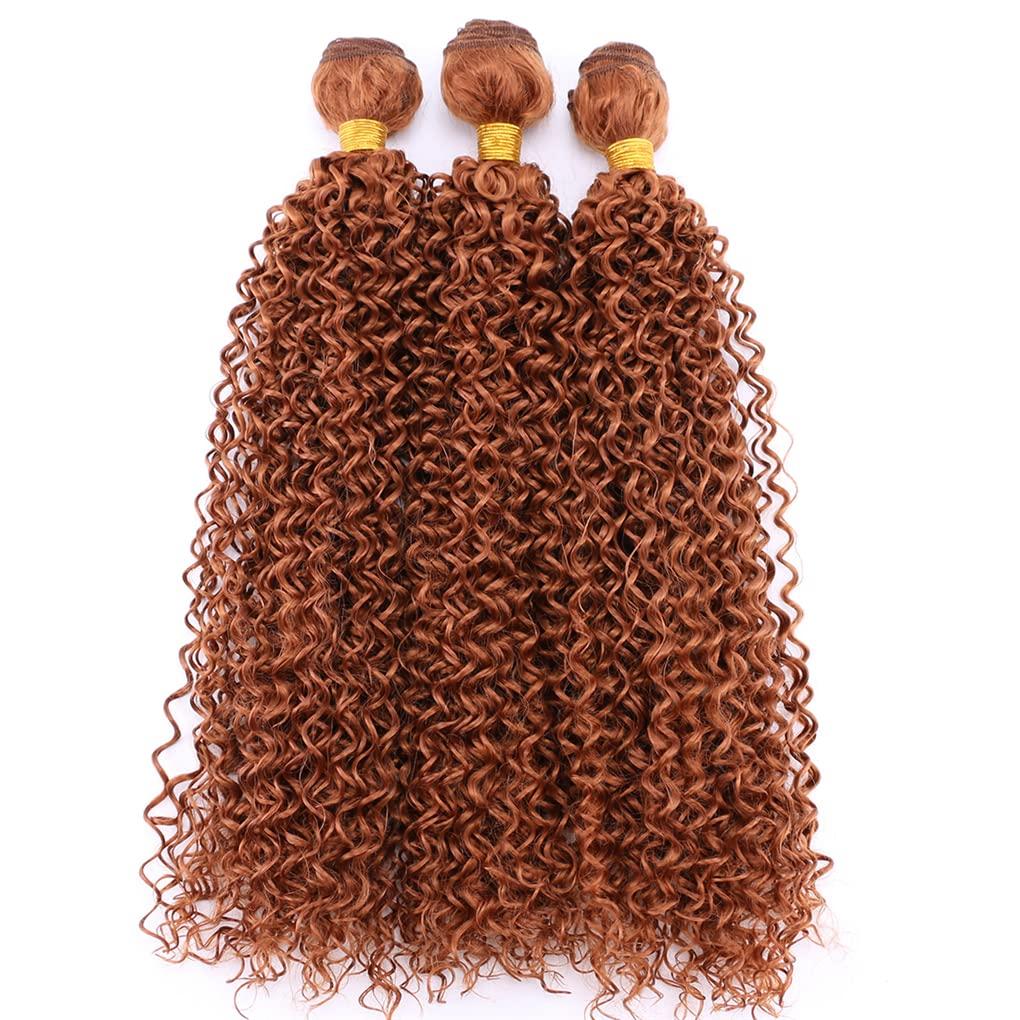 Qinhange 8-30 Inch Afro Kinky Curly Hair Bundles High Temperature Synthetic Hair Extensions For Black Women #613 18inches 3 pcs