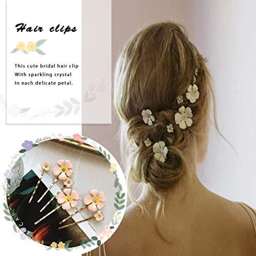 Blufly Blufly Vintage Flower Hair Clips Pink Hollow Geometric Hair Pin Petal Barrette Clips Hair Slides Wedding Bridal Bridesmaid Styling Tools for Women and Girls (Pack of 5)