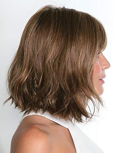 Noriko & Maxwigs Alexi Wig Color Razberry Ice Rooted - 10\" Medium Length Textured Bob Lace Front Loose Wavy Natural Hairline Synthetic Hair Face Framing Bangs Bundle MaxWigs Hairloss Booklet