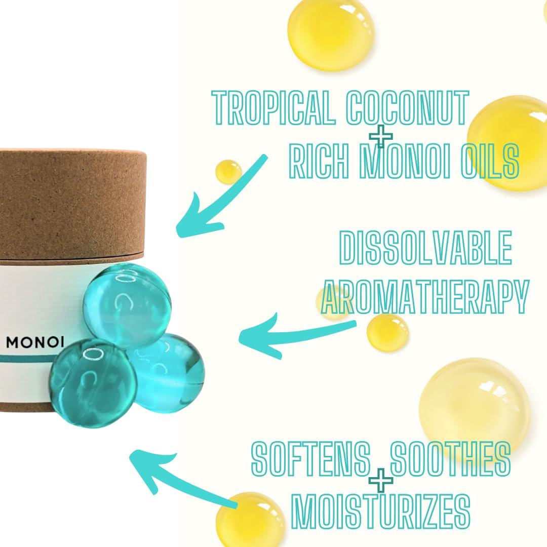 Avivni Avivni Moisturizing Bath Oil Beads (15 Pearls), Coconut Oil, Monoi Oil, Soothing Tropical Scent, Biodegradable, Recyclable Container, Mother\'s Day