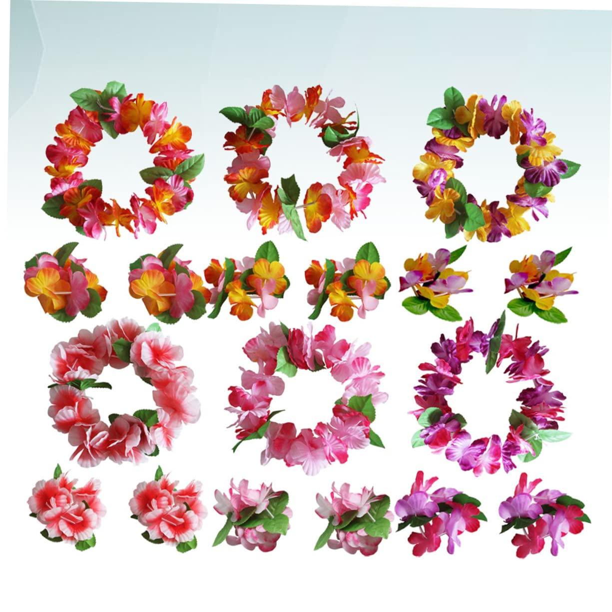 Ipetboom Ipetboom Hawaiian Lei Set 6 Sets of Floral Headband Bracelet Hair Wreath for Wedding Photography