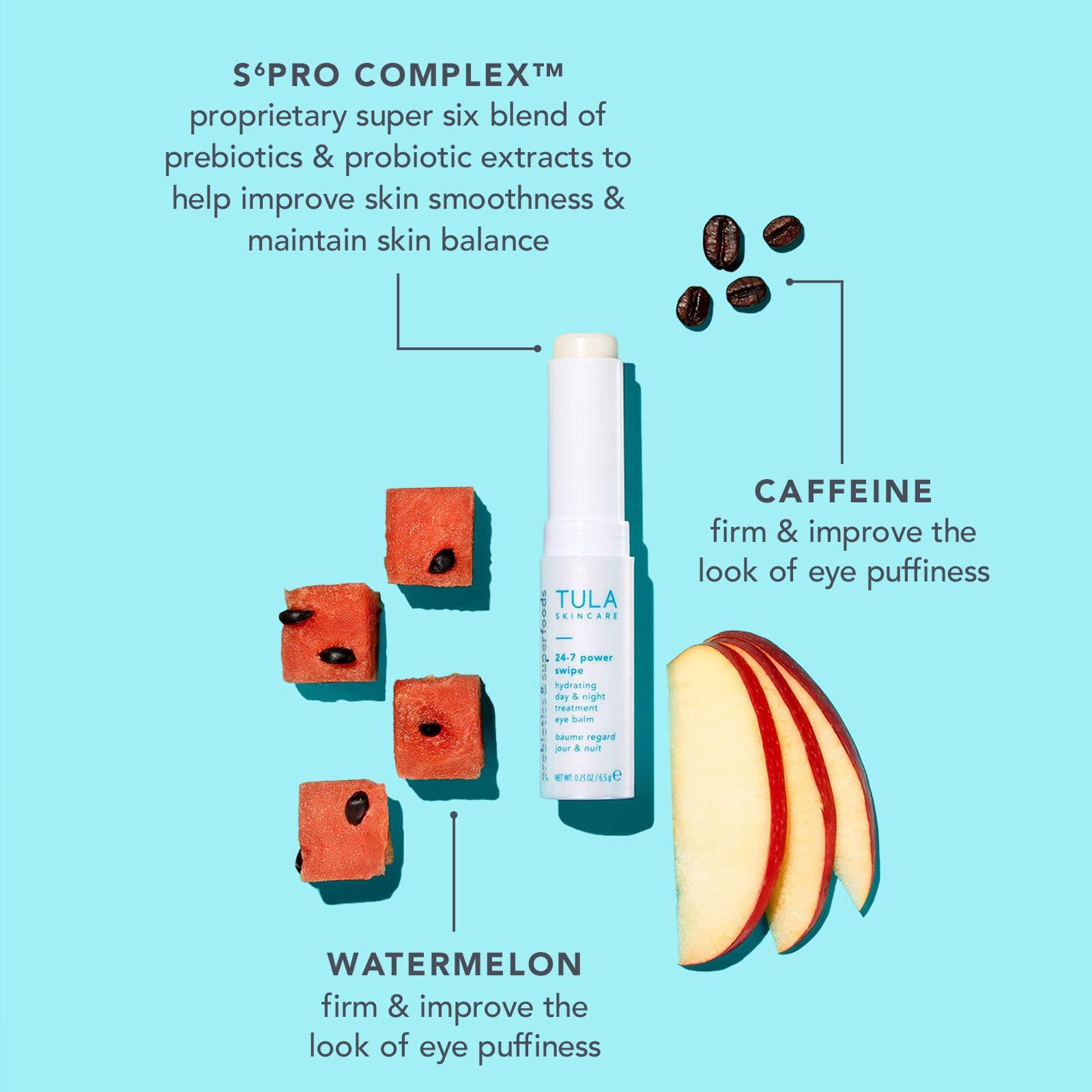 TULA TULA Skin Care 24-7 Power Swipe Hydrating Day & Night Treatment Eye Balm 0.23 oz + Glow & Get It Cooling & Brightening Eye Balm 0.35 oz, 2 Piece Set