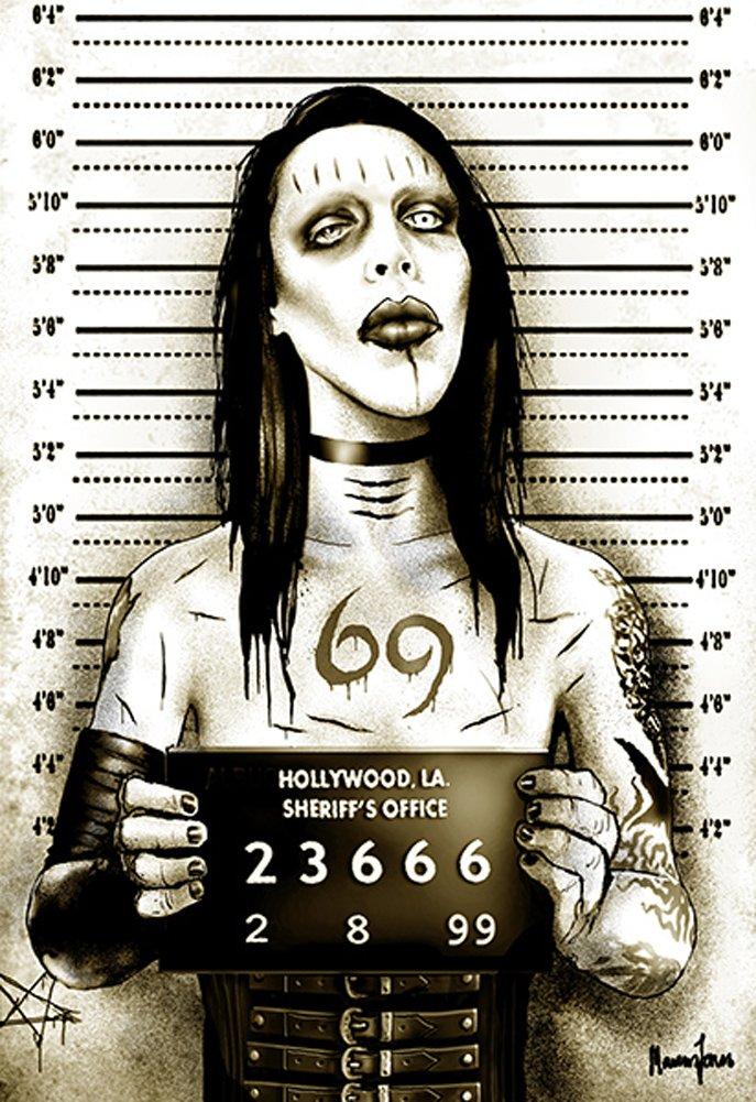 Black Market Art Company MM by Marcus Jones Marilyn Manson Mugshot Tattoo Unstretched Canvas Art Print
