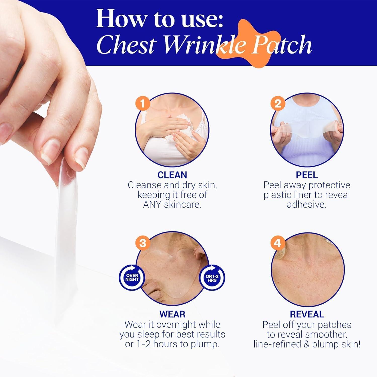 Wrinkles Schminkles Wrinkles Schminkles Chest, Cleavage & Body Stretch Mark Wrinkle Patches | Reusable Hypoallergenic Pregnancy Safe Silicone Smoothing Pads to Prevent and Reduce Wrinkles & Stretch Marks | 2 Pack