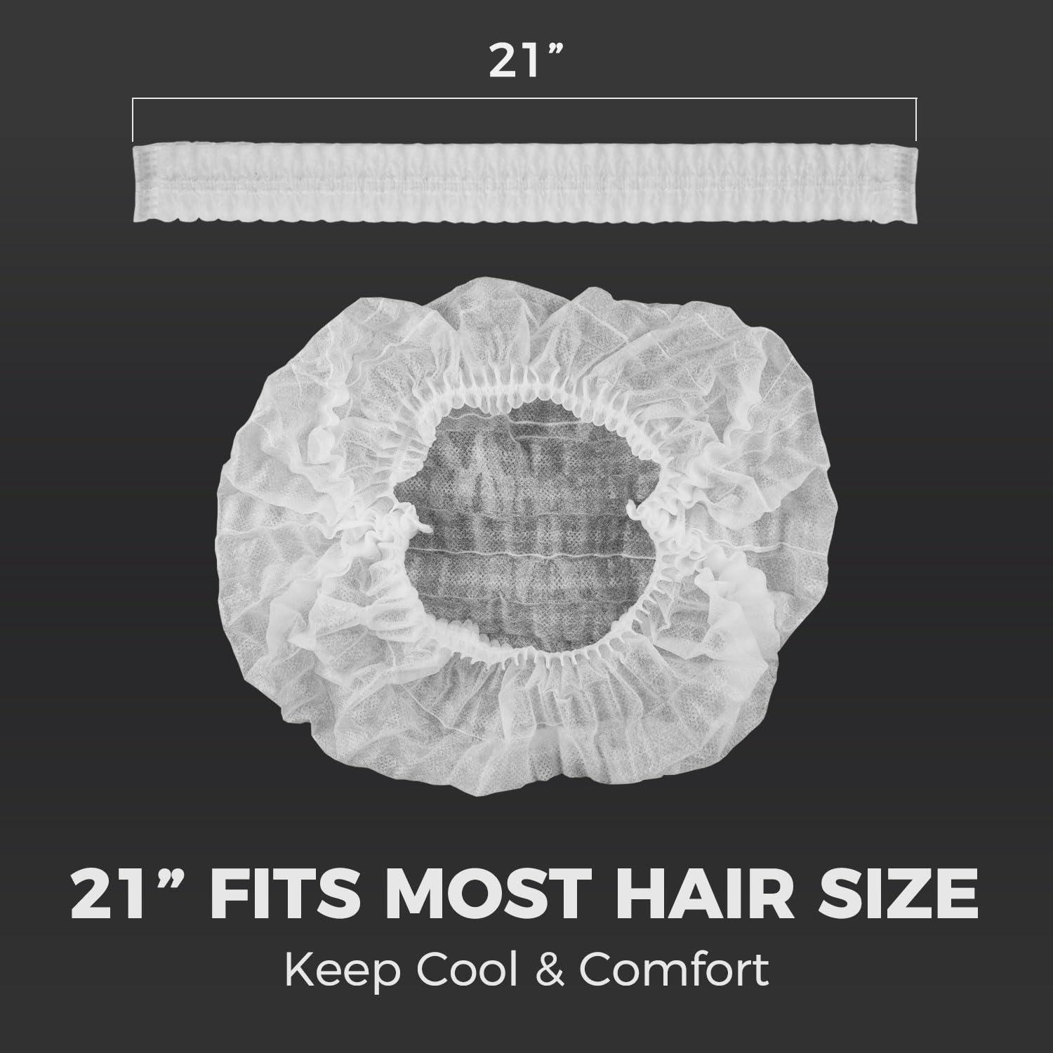SupplyTuff 2X Heavy Duty Hair Nets Food Service, 100 Pack, 21\", Disposable Bouffant Caps Hair Nets for Women Work, Cooking, Package may vary.