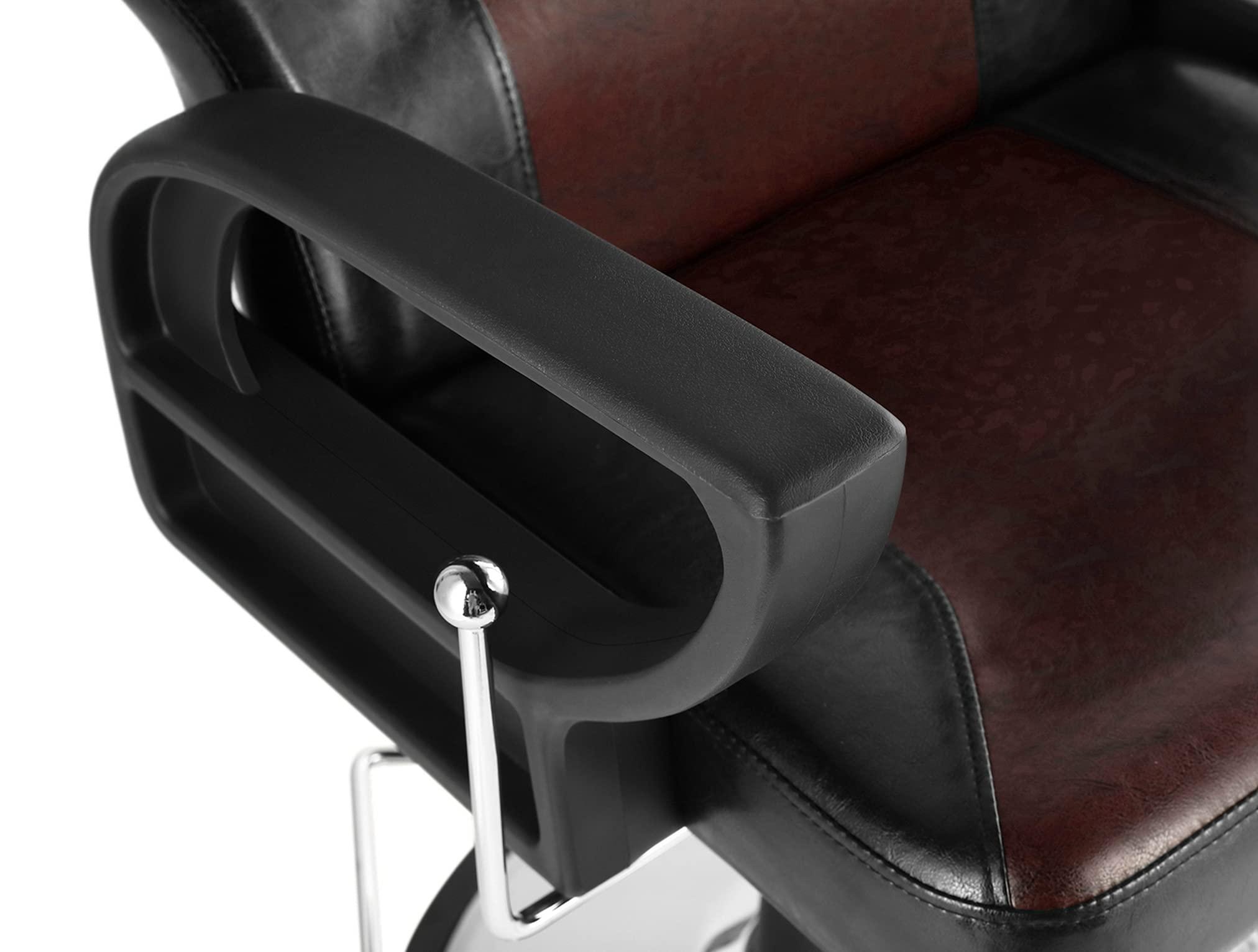 Beauty Life Barber Chair Reclining with Hydraulic Pump Beauty Stylist Chair Salon Chair Tattoo Chair Black/Dark Red