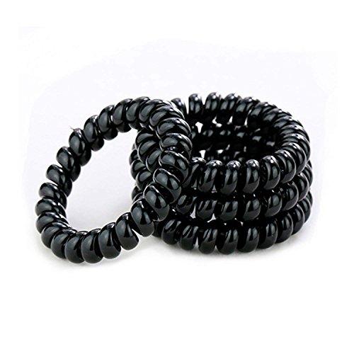 MHU Hair Ties – 20-Pack Black Telephone Cord Wire Hair Bands No Damage Elastics Hair Ring Ponytail Holders for girls and woman