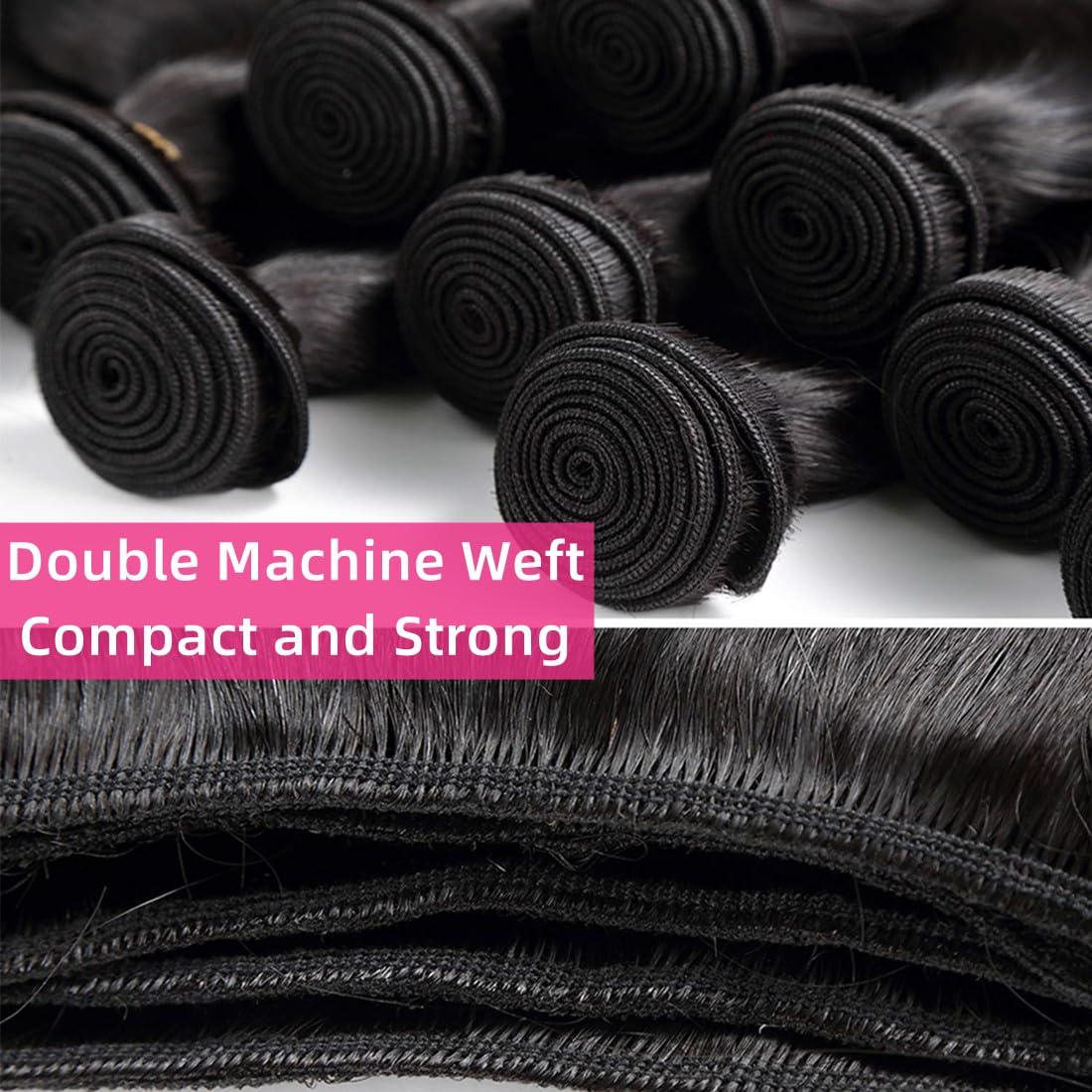 Taziza Loose Deep Wave Bundles with Closure Human Hair(24 26 28+22 Inch,Free Part) Pre Plucked with Baby Hair 12A Loose Wave Bundles with 4X4 Closure Raw Human Hair Loose Deep Curly Bundles and Closure