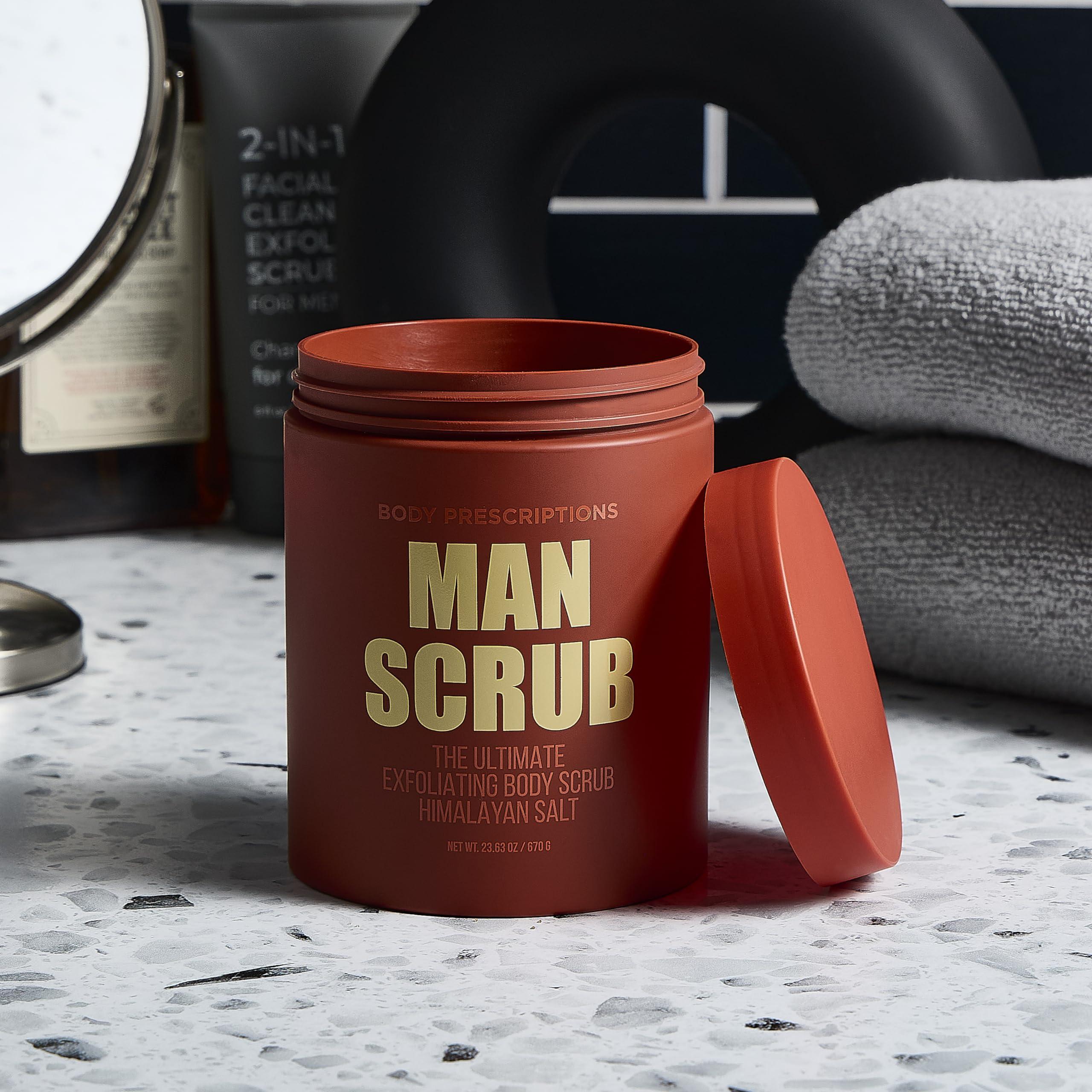 Body Prescriptions Body Prescriptions Mens Exfoliating Body Scrub  Ultimate Skin Cleansing Wash in Jar with Twist-Top Lid, For All Skin Types, 21 Ounce (Pack of 2), Himalayan Salt