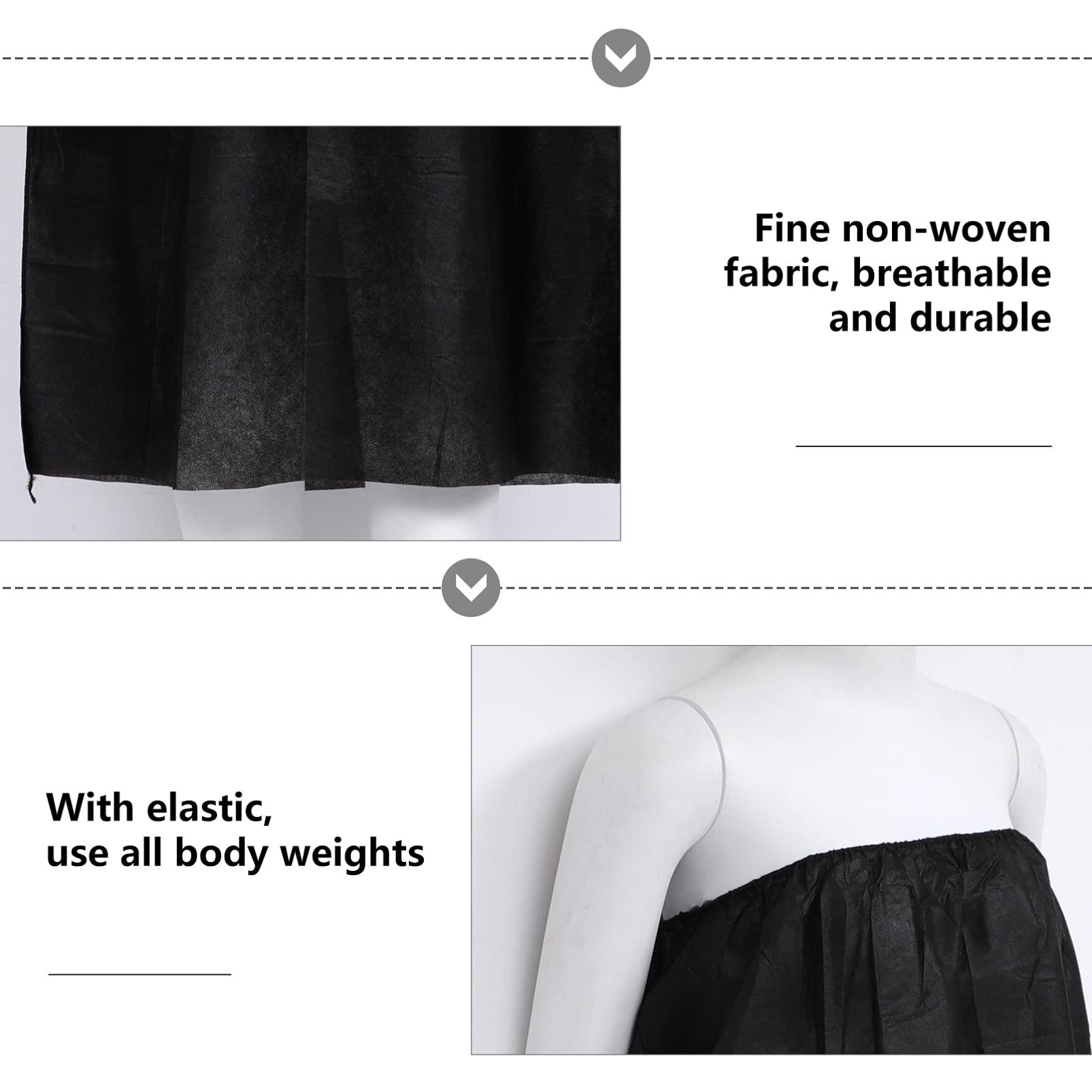EXCEART EXCEART 10Pcs Disposable Bath Skirt Non Woven Salon Shower SPA Dress Towels Bathtub Body Wrap for Women Ladies Black