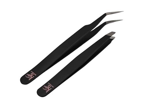 KC Republic Eyebrow Extensions Premium Kit with 1 x Trays of Mink Eyebrows in Brown Comes on Mixed Length Trays 5-8 Mm Mix, Eyebrow Premium Glue Clear & Dual Pack (Straight & Curved Tip) Extension Tweezers