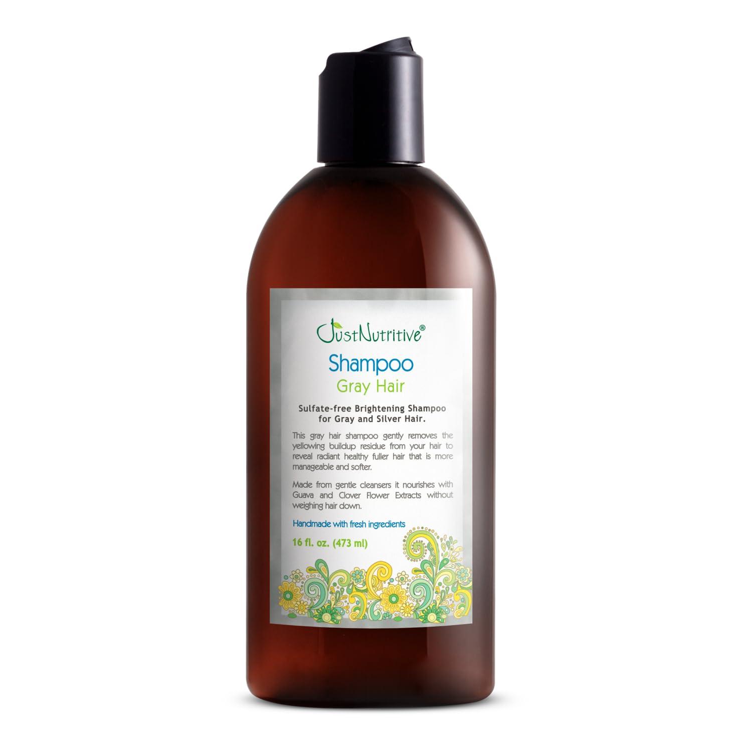 Just Nutritive Just Nutritive Men\'s Gray Hair Shampoo | Remove Yellowing or Brassy Tones with No Sulfates | Natural Ingredients | Gray Hair Treatment | 8 oz.