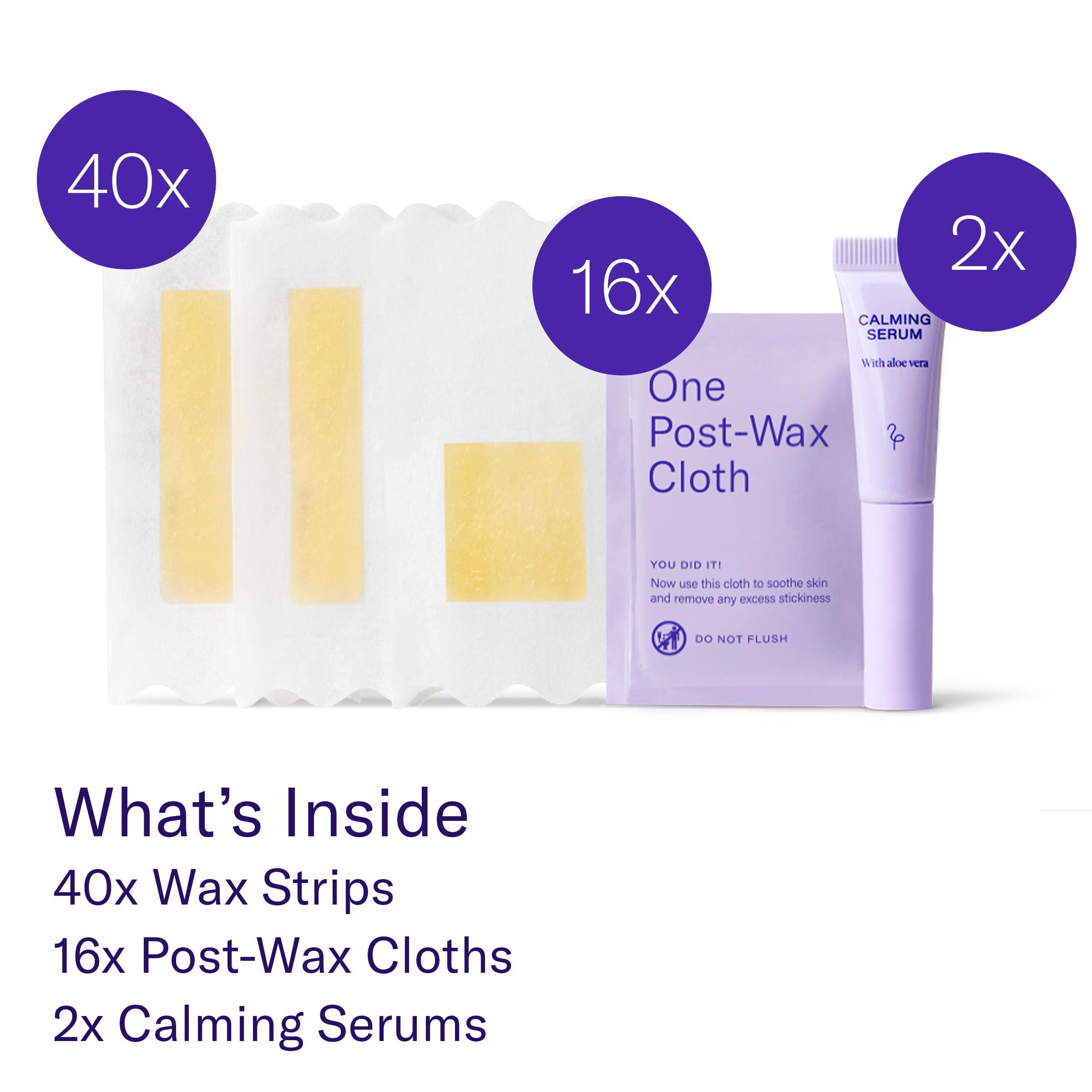 Flamingo Flamingo Women Face Waxing Kit, Facial Waxing Kit with 20 Wax Strips for Face, 8 Post-Wax Cloths, and 1 Post-Wax Serum, Pack of 2